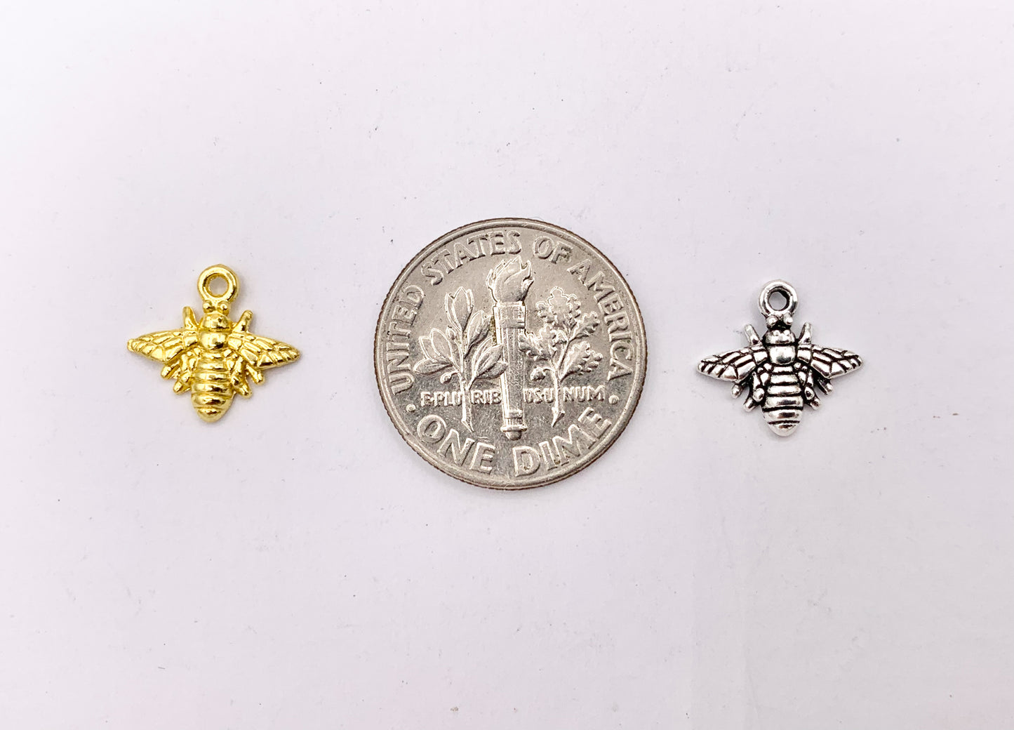 11x10mm Pewter Cute Tiny One Sided Bumble Bee Charm | Available in Bronze, Gold, Silver, Copper, Gunmetal