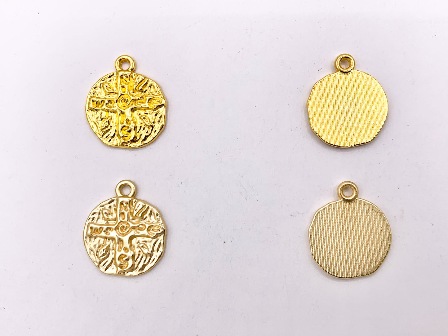 16mm Pewter Compass Charms Cute Carved Coin Pendants in Matte Gold, Gold, Silver, Bronze and Blue Patina Color