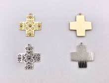 Cargar imagen en el visor de la galería, 28mm Pewter Greek Cross Charms Large Cross Pendants in Matte Gold, Silver, Bronze, Gunmetal Color
