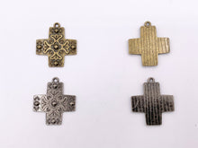 Cargar imagen en el visor de la galería, 28mm Pewter Greek Cross Charms Large Cross Pendants in Matte Gold, Silver, Bronze, Gunmetal Color
