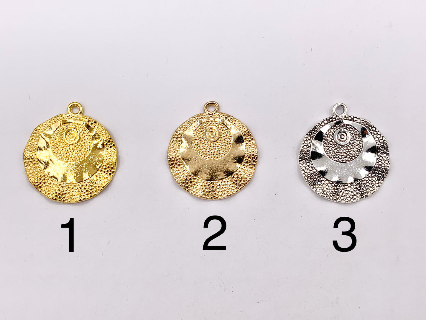 26mm Pewter Wavy Hammered Coin Charms Cute Swirl Coin Pendants in Light Gold, Gold, Silver, Bronze, Gunmetal and Blue Patina Color