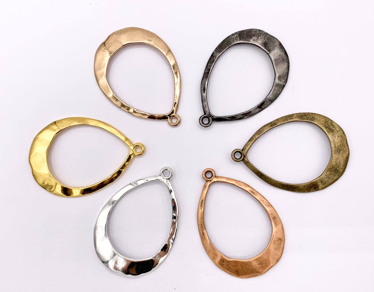 34x50mm Pewter Large Center Cut Out Teardrop Pendants in Gold, Silver, Bronze, Copper and Gunmetal Color