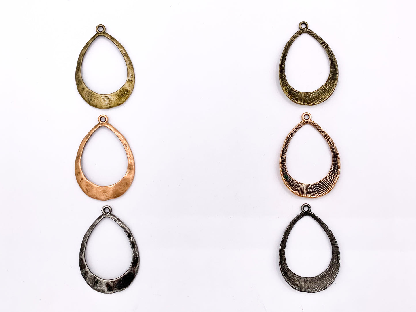 34x50mm Pewter Large Center Cut Out Teardrop Pendants in Gold, Silver, Bronze, Copper and Gunmetal Color