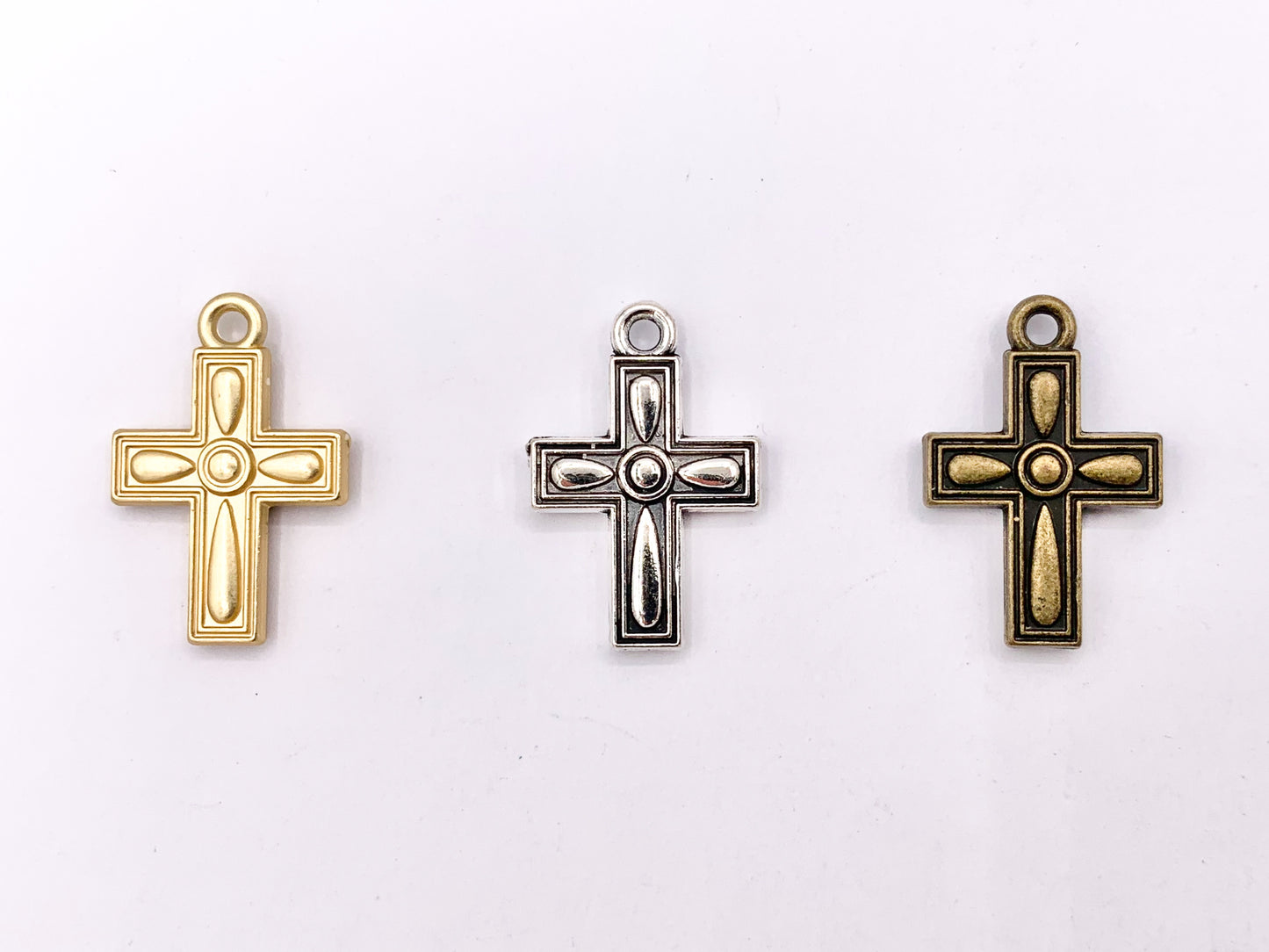 14x21mm Pewter Small Cross Charms Cute Religious Pendant in Matte Gold, Silver, Bronze Color