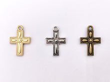 Cargar imagen en el visor de la galería, 14x21mm Pewter Small Cross Charms Cute Religious Pendant in Matte Gold, Silver, Bronze Color
