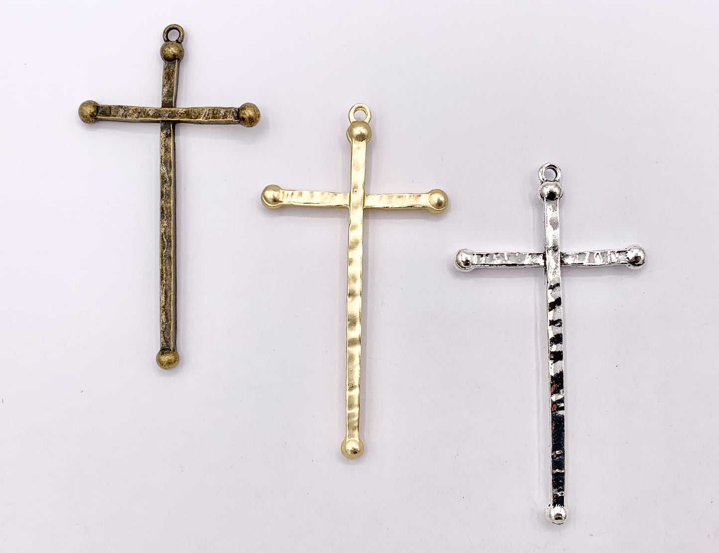 35x65mm Pewter Large Cross Pendants in Matte Gold, Silver, Bronze Color