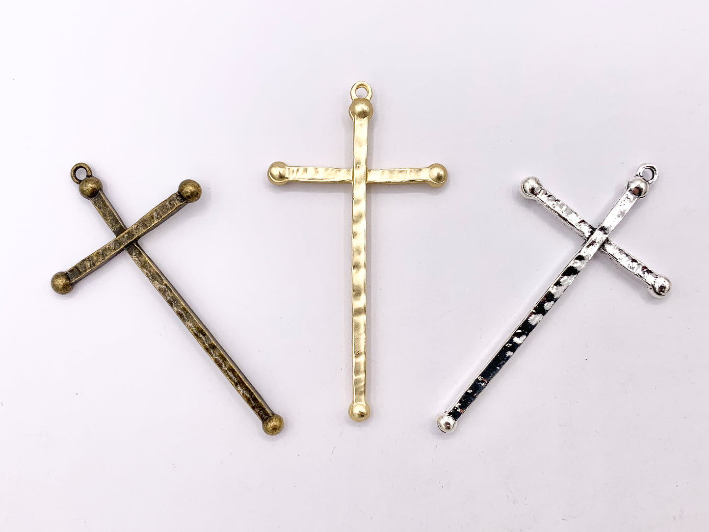 35x65mm Pewter Large Cross Pendants in Matte Gold, Silver, Bronze Color