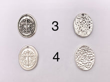 Cargar imagen en el visor de la galería, 21x26mm Pewter Oval Cross Charms Cute Carved Floral Religious Pendants Available in 10 Colors
