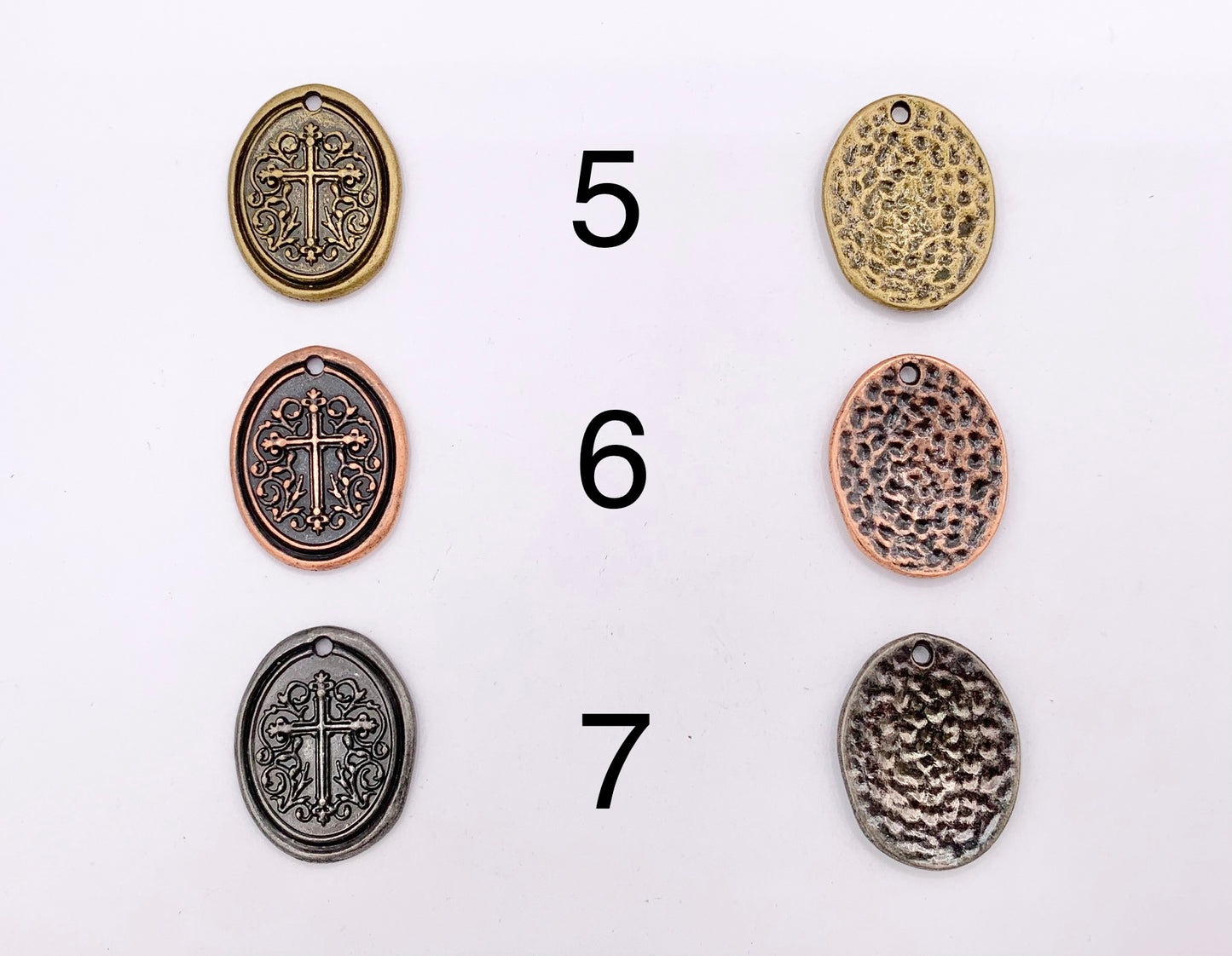 21x26mm Pewter Oval Cross Charms Cute Carved Floral Religious Pendants Available in 10 Colors