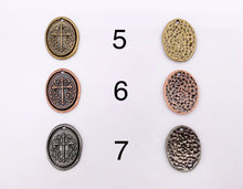 Cargar imagen en el visor de la galería, 21x26mm Pewter Oval Cross Charms Cute Carved Floral Religious Pendants Available in 10 Colors
