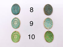 Cargar imagen en el visor de la galería, 21x26mm Pewter Oval Cross Charms Cute Carved Floral Religious Pendants Available in 10 Colors
