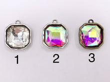 Cargar imagen en el visor de la galería, 29mm Pewter Large Soldered Crystal Square Silver And Bronze Pendant Available in 6 Colors 5 PCS
