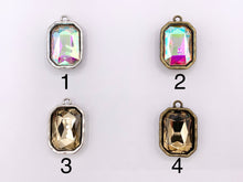 Cargar imagen en el visor de la galería, 24x36mm Pewter Large Soldered Crystal Rectangle Silver And Bronze Pendant Available in 12 Colors 5 PCS
