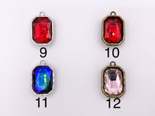 Cargar imagen en el visor de la galería, 24x36mm Pewter Large Soldered Crystal Rectangle Silver And Bronze Pendant Available in 12 Colors 5 PCS
