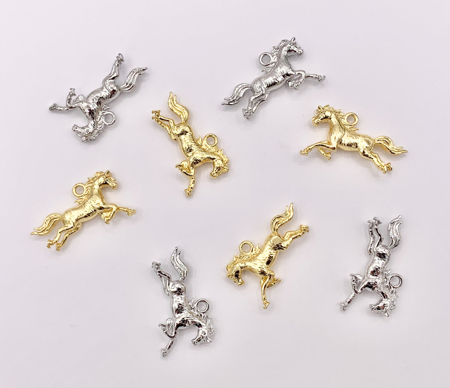 Detailed 3D Horse Charm in Real 18K Gold/Silver Plated Over Copper 10 PCS
