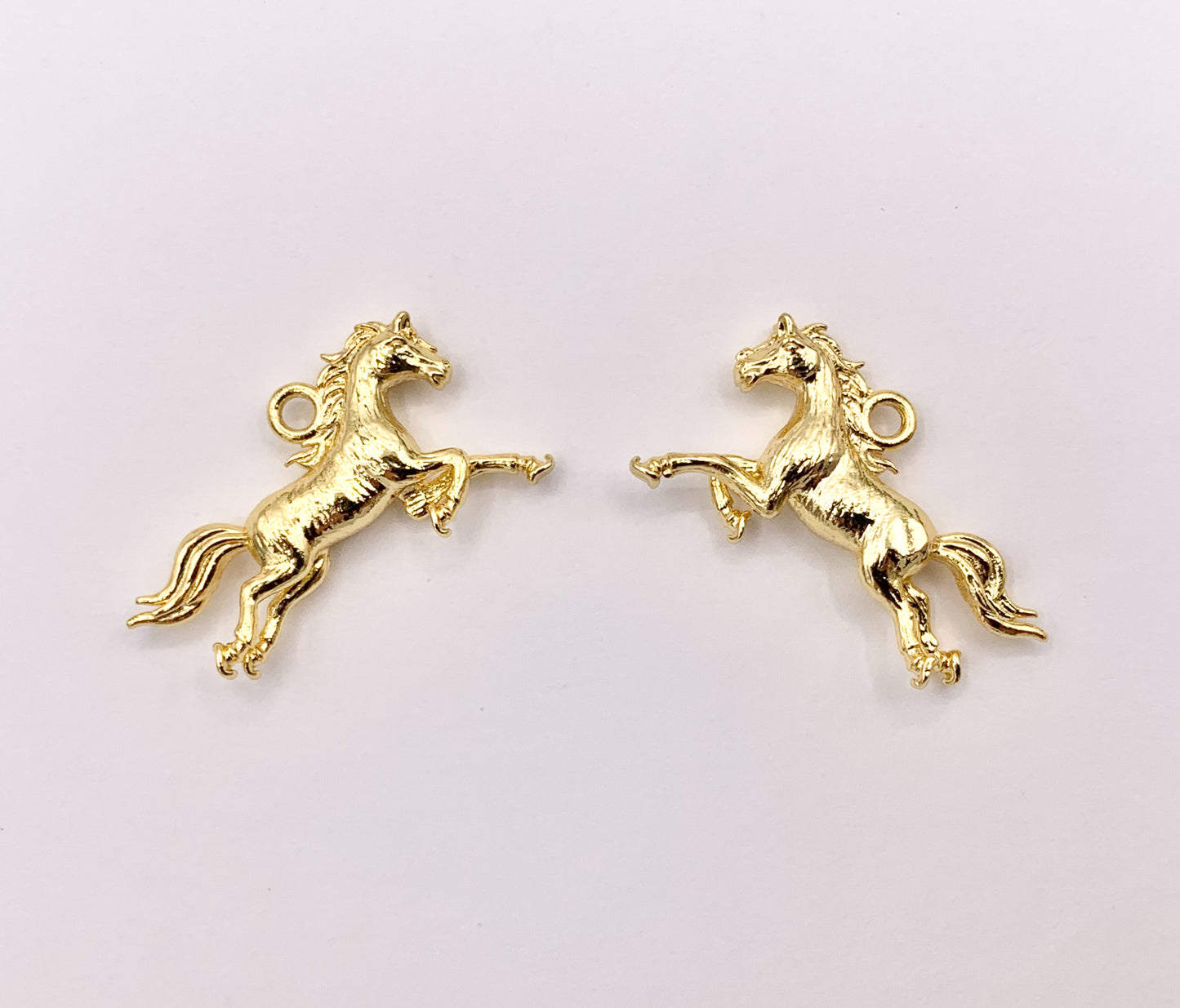 Detailed 3D Horse Charm in Real 18K Gold/Silver Plated Over Copper 10 PCS