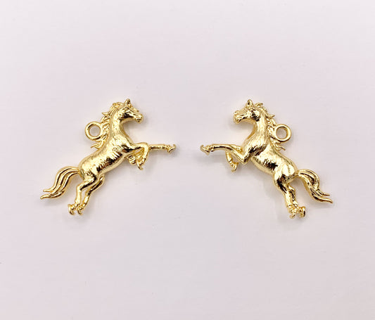 Detailed 3D Horse Charm in Real 18K Gold/Silver Plated Over Copper 10 PCS