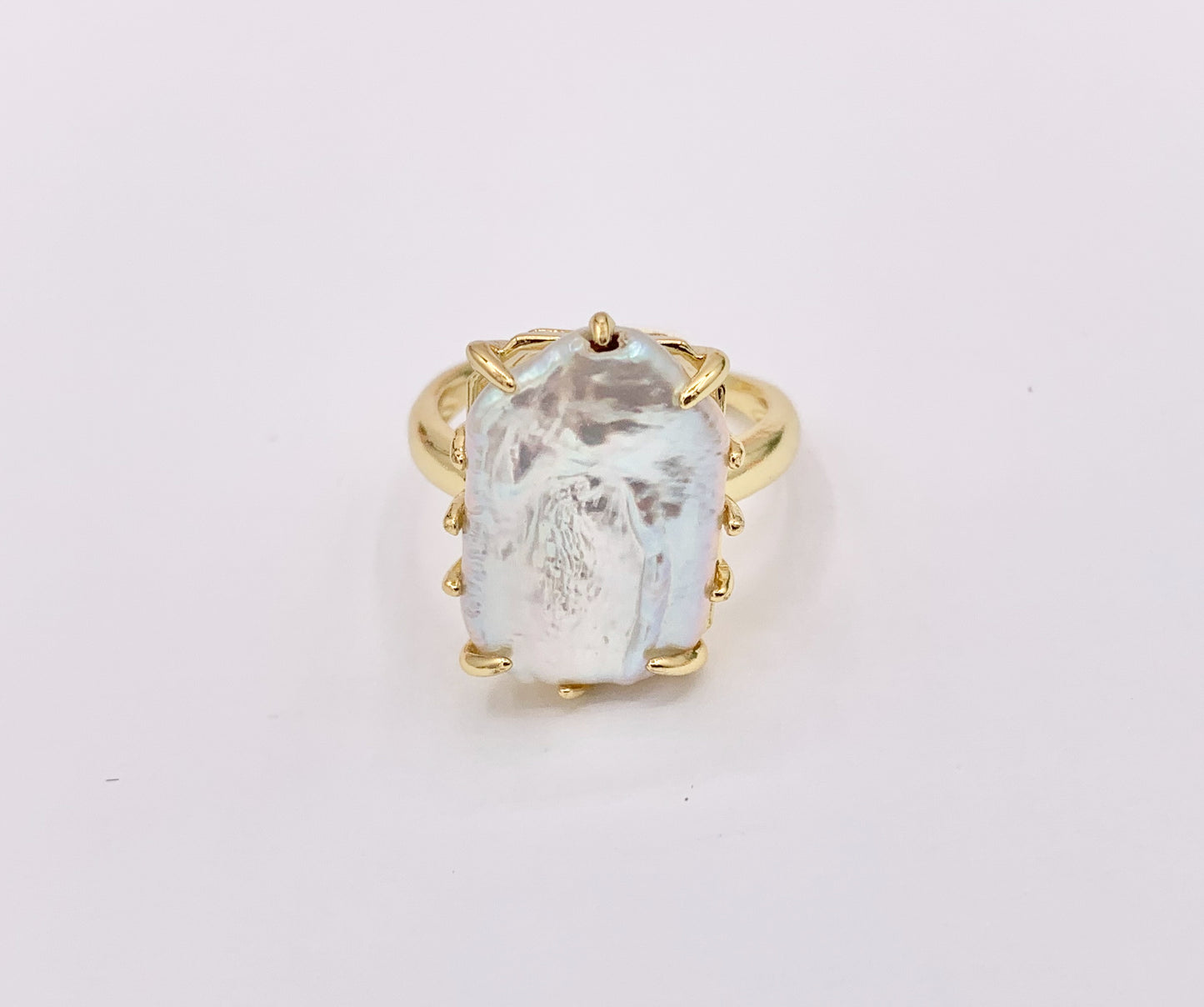 Freshwater Pearl Rings in 18K Real Gold Plated Copper Adjustable Statement Ring 4 PCS