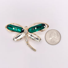 Load image into Gallery viewer, Large Green Dragonfly Rhinestone Pendant with Crystals Summer Spring Jewelry 1pc
