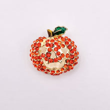 Load image into Gallery viewer, 19mm Rhinestone Jack O Lantern Pumpkin Face Charms/ Pendants Orange Rhinestone with Green Enamel Coating Cute Halloween Pendant 1 PC
