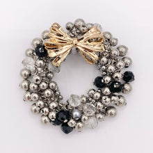 Load image into Gallery viewer, Dangle Beaded Christmas Wreath Holiday Decoration Silver Pendant With Crystals 1PC
