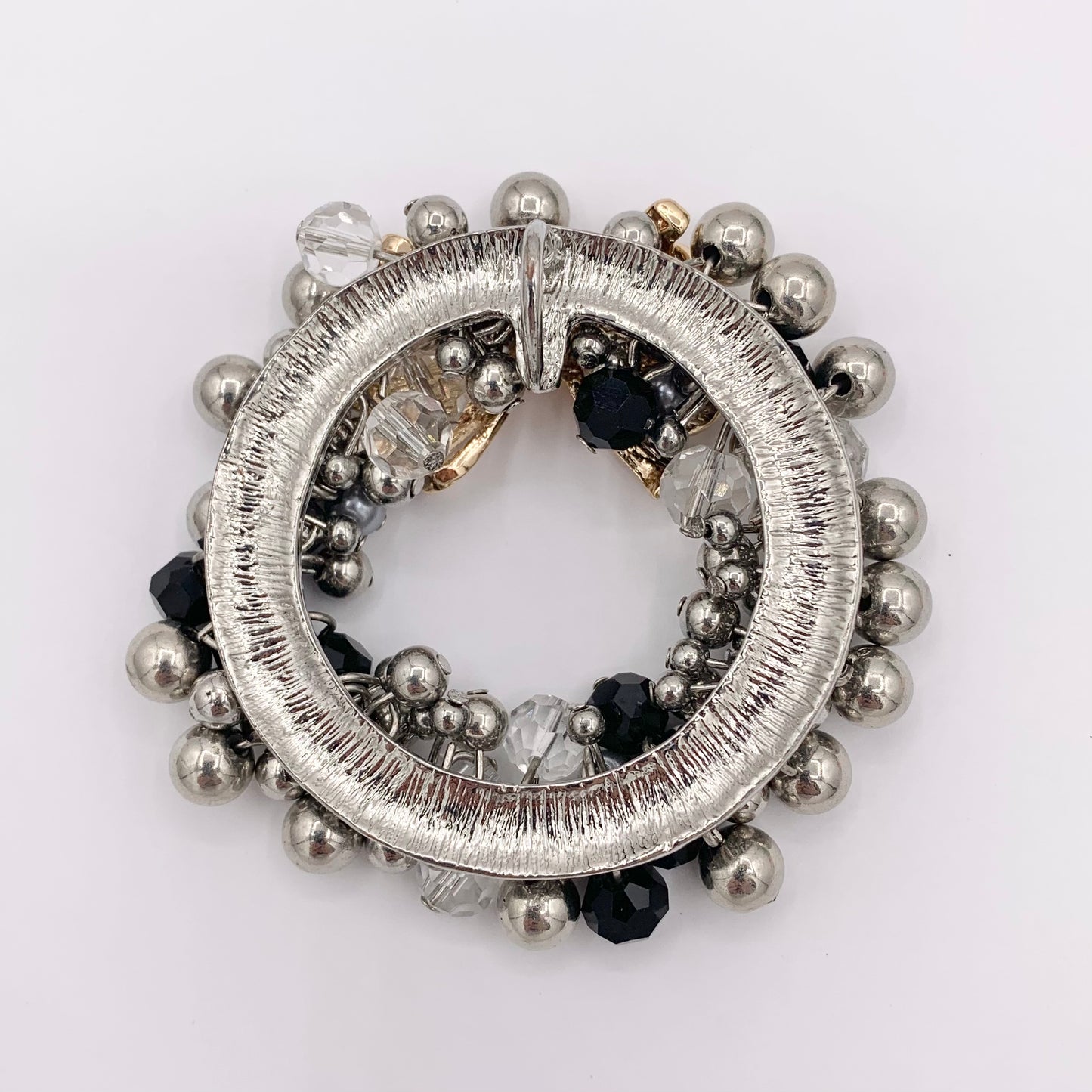 Dangle Beaded Christmas Wreath Holiday Decoration Silver Pendant With Crystals 1PC