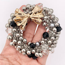 Load image into Gallery viewer, Dangle Beaded Christmas Wreath Holiday Decoration Silver Pendant With Crystals 1PC
