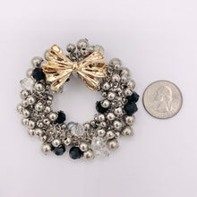 Load image into Gallery viewer, Dangle Beaded Christmas Wreath Holiday Decoration Silver Pendant With Crystals 1PC
