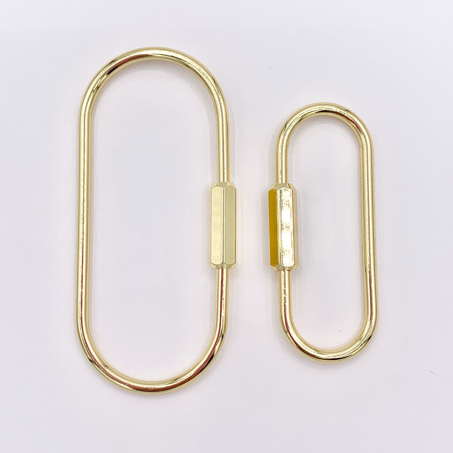 Large Oval Carabiner Screw Closure Clasp in 18K Gold Plated Copper