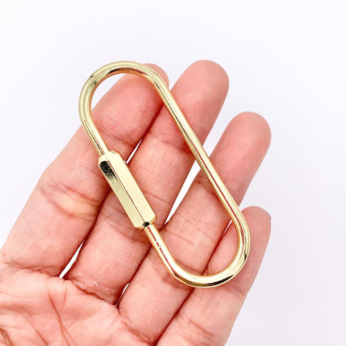 Large Oval Carabiner Screw Closure Clasp in 18K Gold Plated Copper