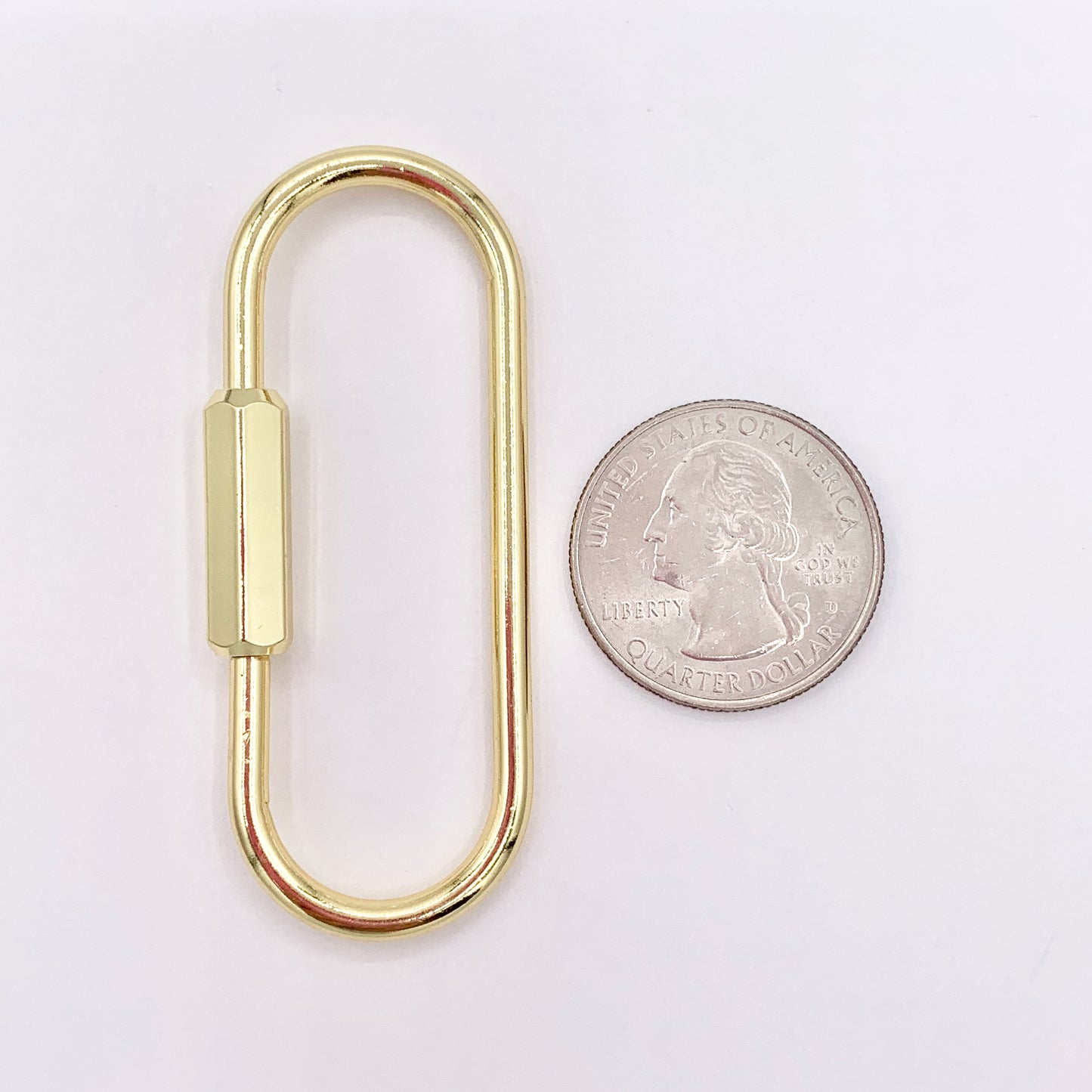Large Oval Carabiner Screw Closure Clasp in 18K Gold Plated Copper