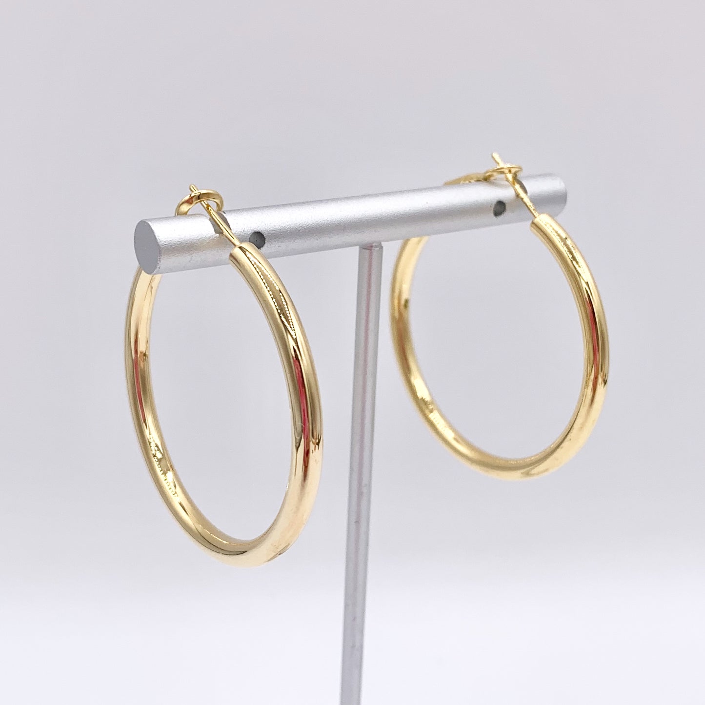 1.5" Solid Circle Earring Hoops in Real Silver/Gold 18K Plated Over Copper 3 PAIRS