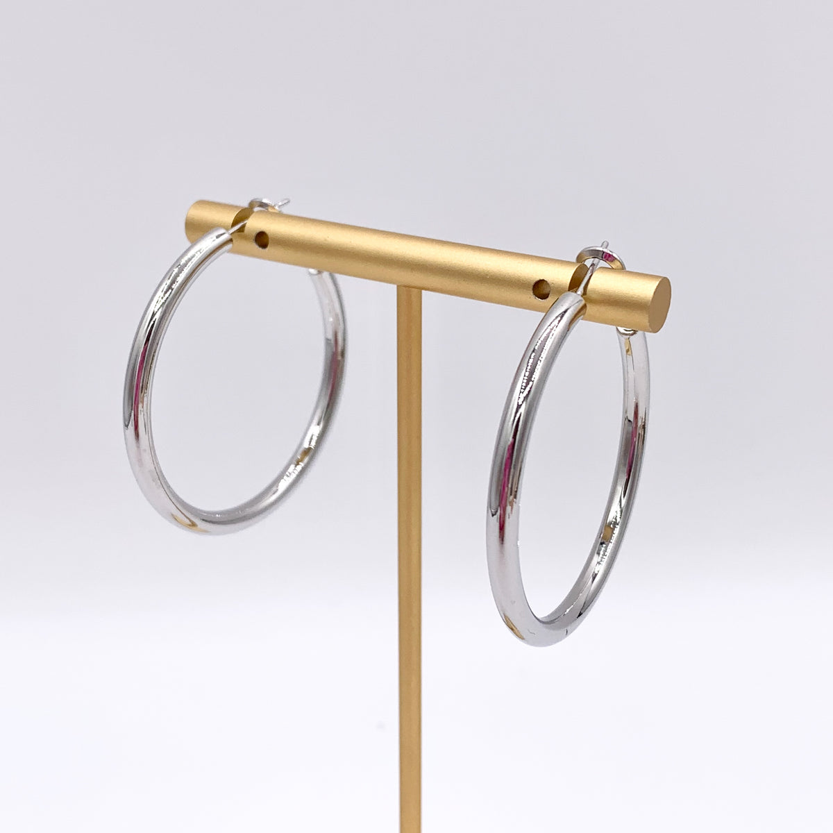 1.5" Solid Circle Earring Hoops in Real Silver/Gold 18K Plated Over Copper 3 PAIRS