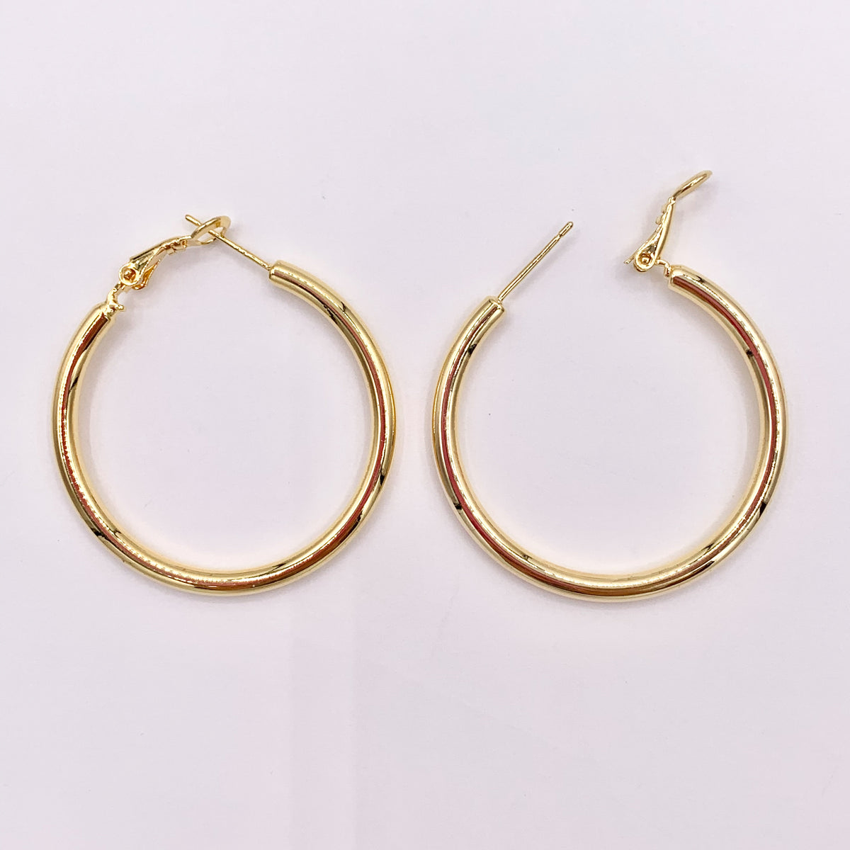 1.5" Solid Circle Earring Hoops in Real Silver/Gold 18K Plated Over Copper 3 PAIRS