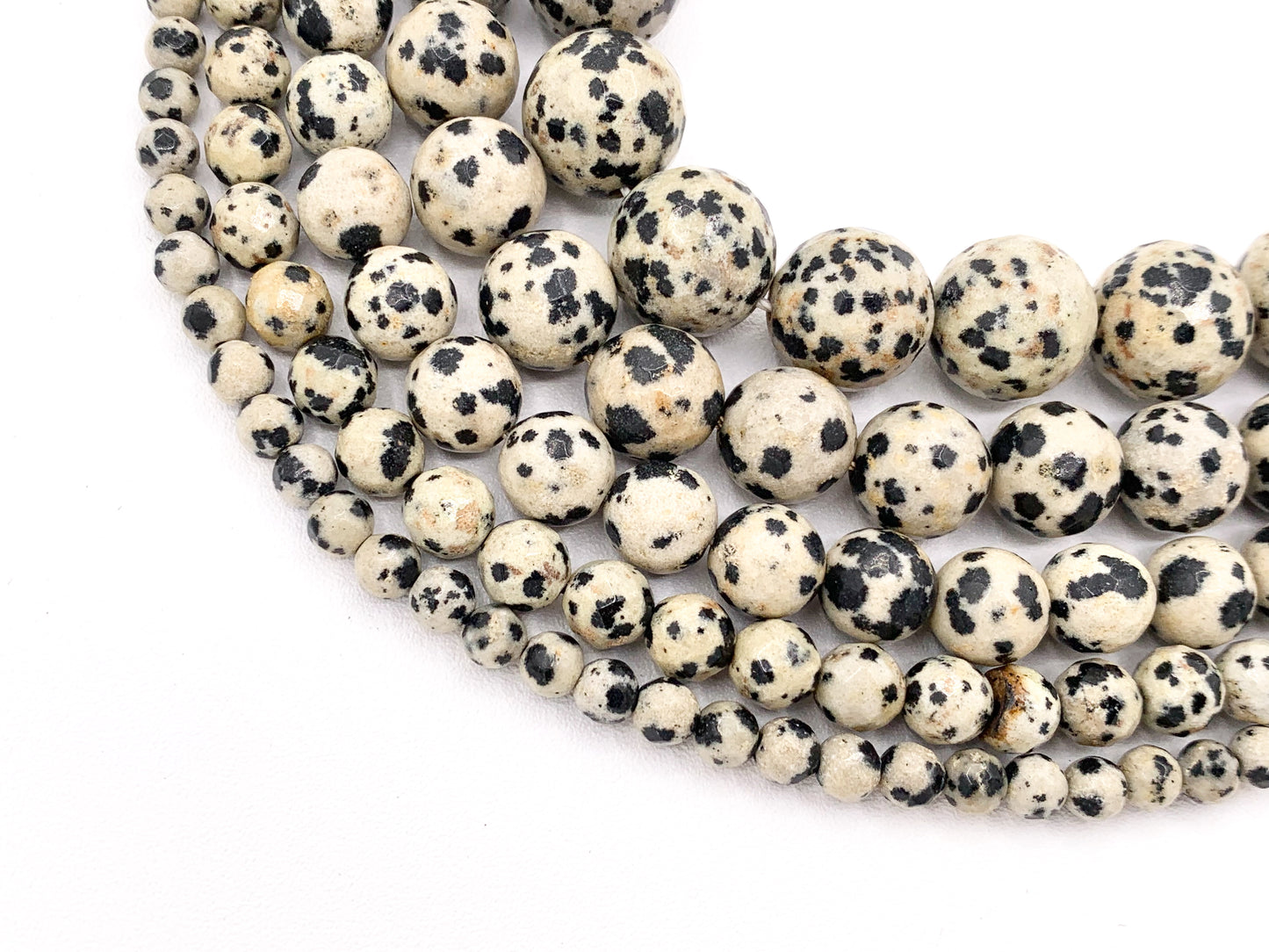 Dalmatian Jasper Round Faceted Natural Stone Beads 4mm 6mm 8mm 10mm 12mm 14mm 14"-15"