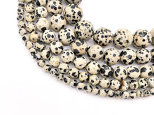 Load image into Gallery viewer, Dalmatian Jasper Round Faceted Natural Stone Beads 4mm 6mm 8mm 10mm 12mm 14mm 14&quot;-15&quot;
