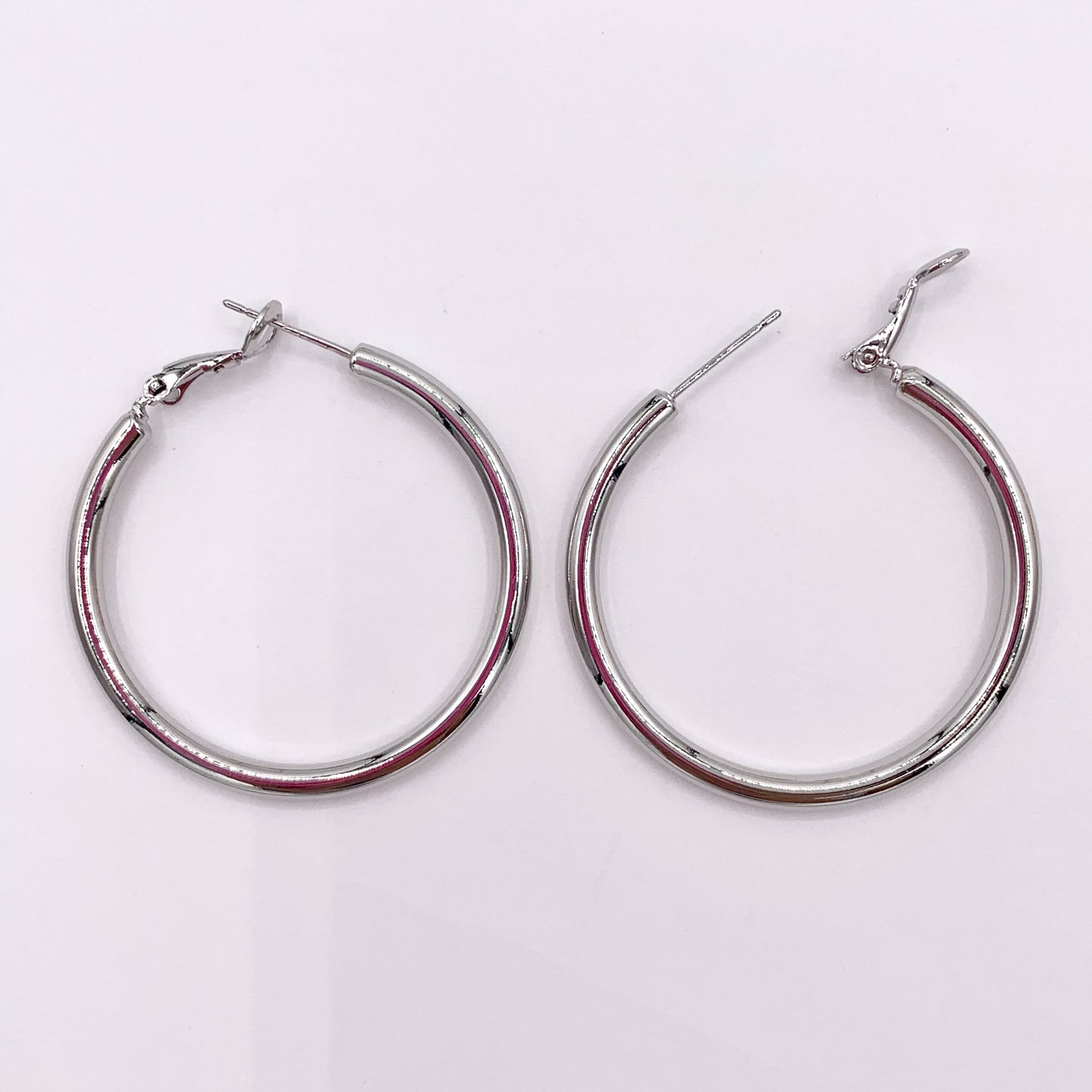 1.5" Solid Circle Earring Hoops in Real Silver/Gold 18K Plated Over Copper 3 PAIRS