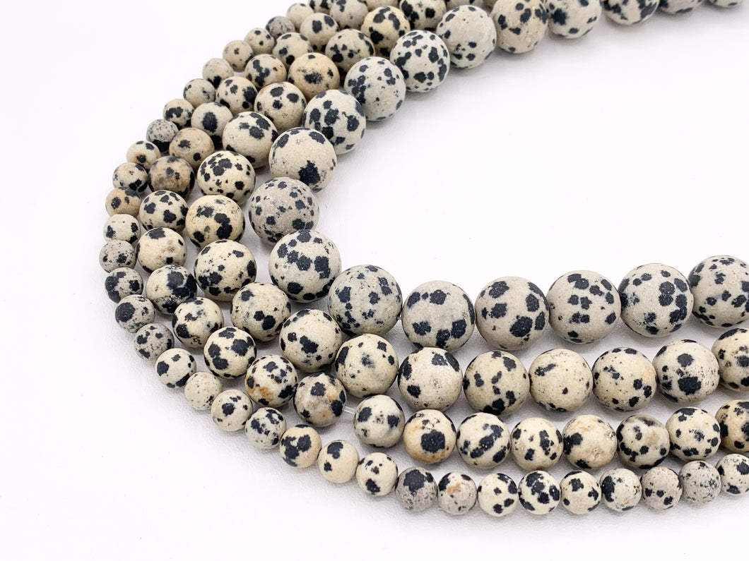 Matte Dalmatian Jasper Round Natural Stone Beads 6mm 8mm 10mm 12mm 14