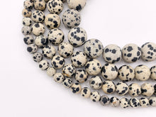 Load image into Gallery viewer, Matte Dalmatian Jasper Round Natural Stone Beads 6mm 8mm 10mm 12mm 14&quot;-15&quot;
