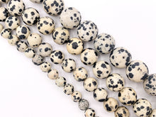 Load image into Gallery viewer, Matte Dalmatian Jasper Round Natural Stone Beads 6mm 8mm 10mm 12mm 14&quot;-15&quot;
