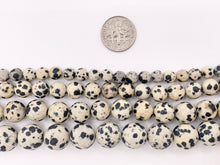 Load image into Gallery viewer, Matte Dalmatian Jasper Round Natural Stone Beads 6mm 8mm 10mm 12mm 14&quot;-15&quot;
