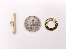 Load image into Gallery viewer, 14mm Pewter Toggles Hammered Circle Clasps in Gold, Light Gold, Silver, Bronze And Gunmetal
