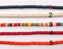 Cargar imagen en el visor de la galería, 2x6mm Howlite Rondelle Beads White, Red, Turquoise, Multicolor, Green, Red, Dark Blue, Purple And More Around 15" Price 1 Strand
