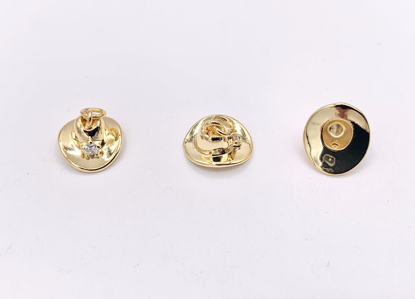 Cute Tiny Western Cowboy Hat with CZ Pave Star Texas Ranch Charms in 18K Gold Plated Copper 10 PCS
