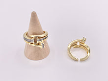 Load image into Gallery viewer, Beautiful 2 Tone Nail Rings with Silver CZ Pave in 18K Gold and Silver Plated Copper 4 PCS
