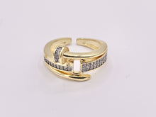 Load image into Gallery viewer, Beautiful 2 Tone Nail Rings with Silver CZ Pave in 18K Gold and Silver Plated Copper 4 PCS
