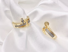 Load image into Gallery viewer, Beautiful 2 Tone Nail Rings with Silver CZ Pave in 18K Gold and Silver Plated Copper 4 PCS
