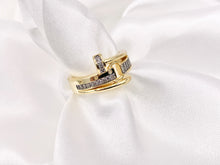 Load image into Gallery viewer, Beautiful 2 Tone Nail Rings with Silver CZ Pave in 18K Gold and Silver Plated Copper 4 PCS
