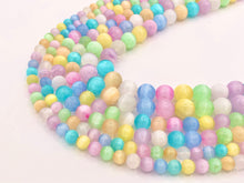 Cargar imagen en el visor de la galería, Teñido Macaron Color Selenita Redondo Suave Precioso Pastel Multicolor Piedras Preciosas Cuentas Color Pascua Piedra 6mm 8mm 10mm 15&quot;-16&quot;
