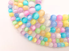 Cargar imagen en el visor de la galería, Teñido Macaron Color Selenita Redondo Suave Precioso Pastel Multicolor Piedras Preciosas Cuentas Color Pascua Piedra 6mm 8mm 10mm 15&quot;-16&quot;
